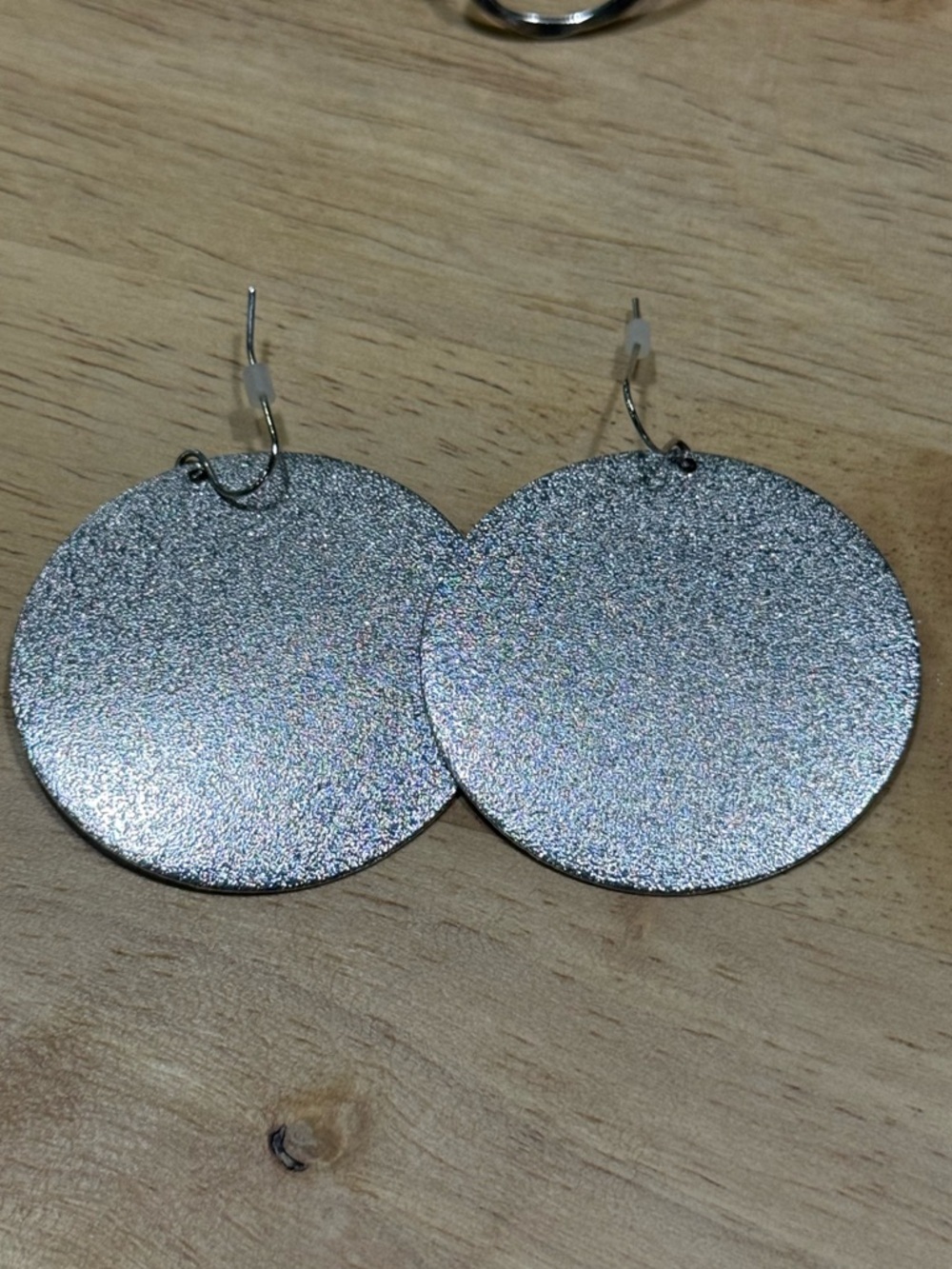 Silver Metallic Round‎ Drop Earrings